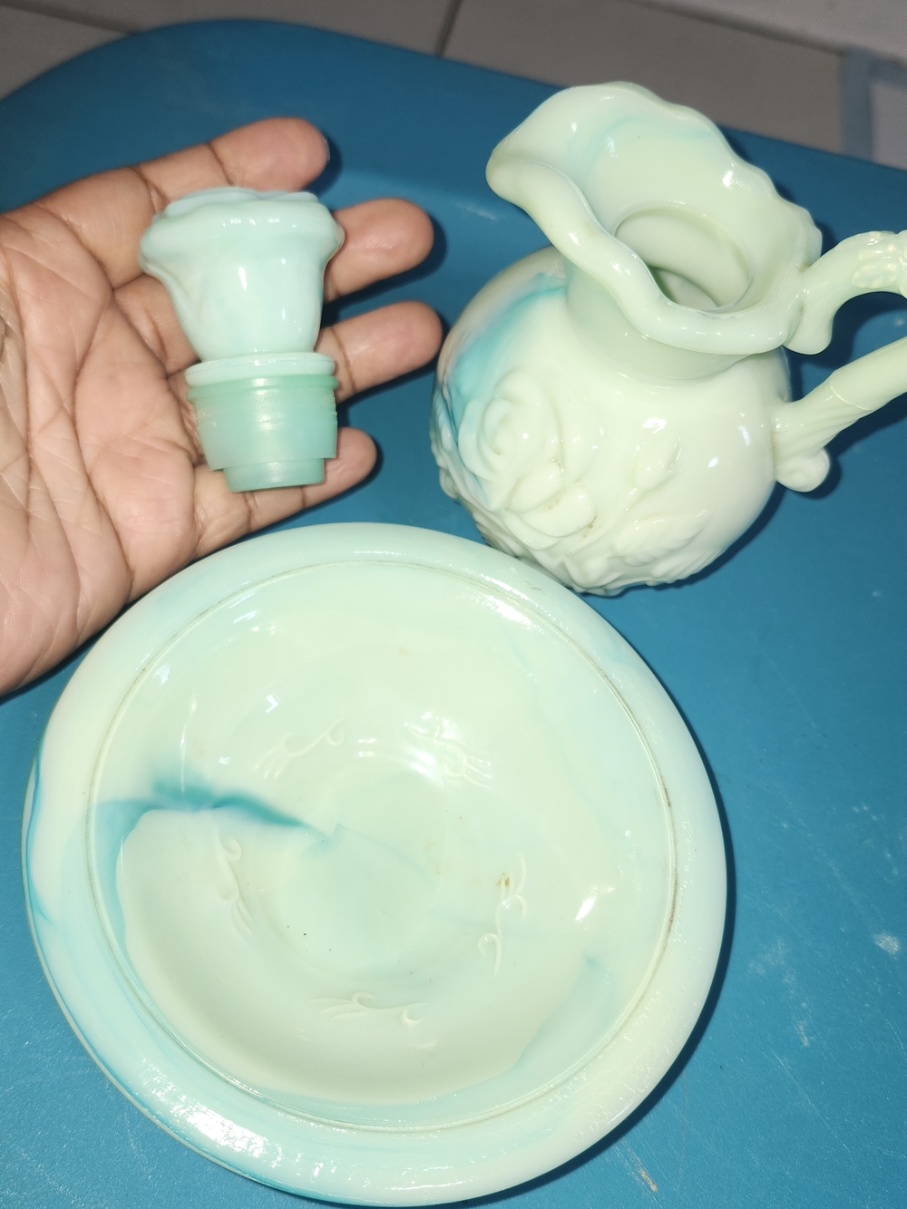 Luxury Mint Green 1970's Avon Ceramic Jar Set